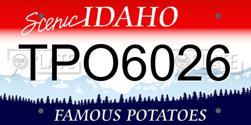TPO6026 Idaho License Plate