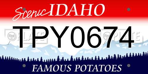 TPY0674 Idaho License Plate