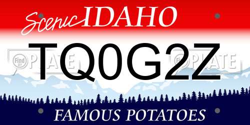TQ0G2Z Idaho License Plate