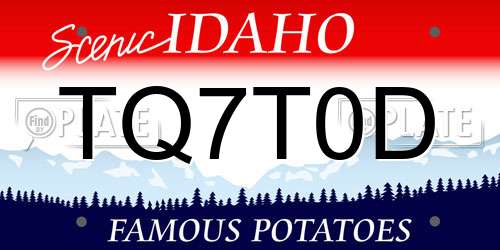 TQ7T0D Idaho License Plate