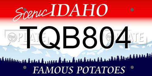 TQB804 Idaho License Plate