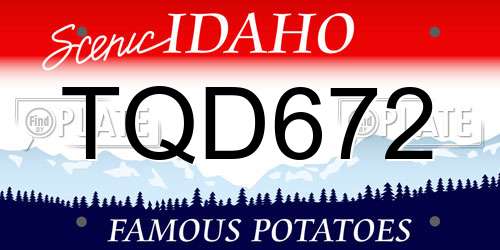 TQD672 Idaho License Plate