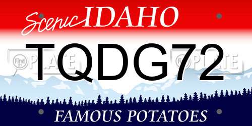 TQDG72 Idaho License Plate