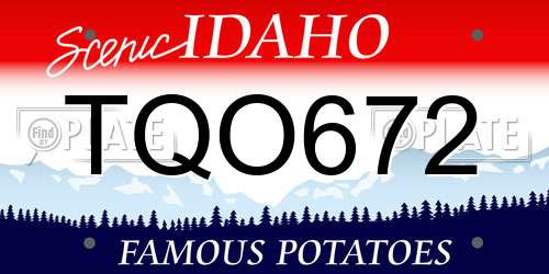 TQO672 Idaho License Plate