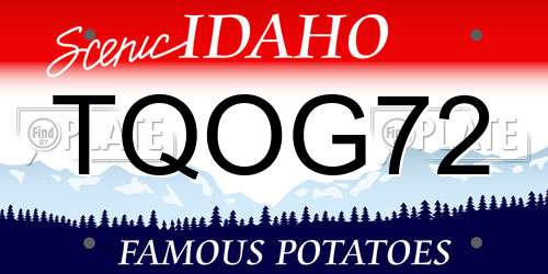 TQOG72 Idaho License Plate