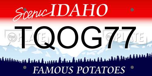 TQOG77 Idaho License Plate