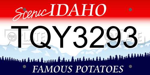 TQY3293 Idaho License Plate