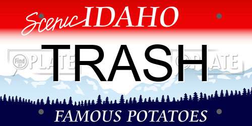 TRASH Idaho License Plate