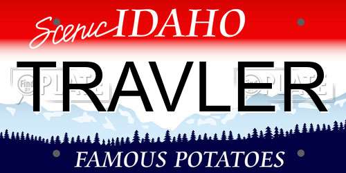 TRAVLER Idaho License Plate