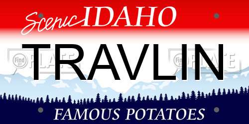 TRAVLIN Idaho License Plate