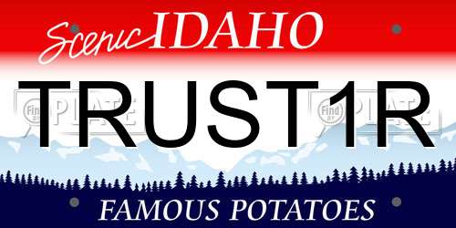 TRUST1R Idaho License Plate