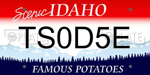 TS0D5E Idaho License Plate