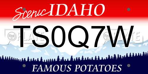 TS0Q7W Idaho License Plate