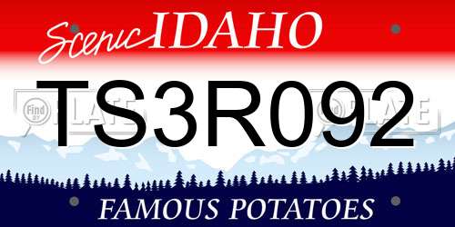 TS3R092 Idaho License Plate