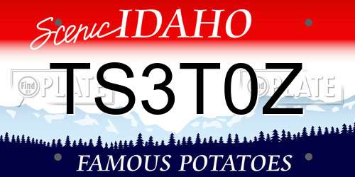 TS3T0Z Idaho License Plate