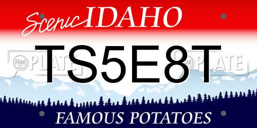 TS5E8T Idaho License Plate