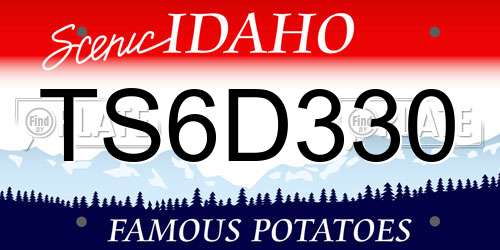 TS6D330 Idaho License Plate