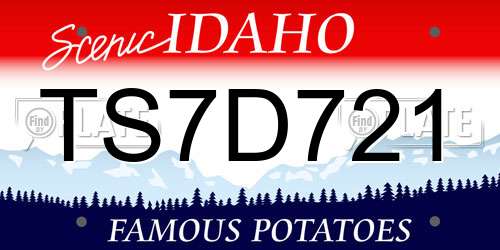 TS7D721 Idaho License Plate