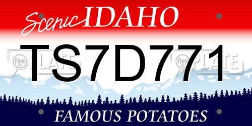 TS7D771 Idaho License Plate