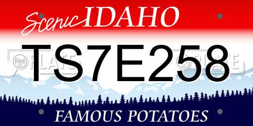 TS7E258 Idaho License Plate