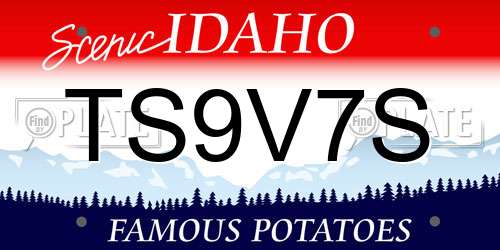 TS9V7S Idaho License Plate