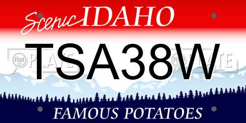 TSA38W Idaho License Plate