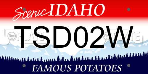 TSD02W Idaho License Plate