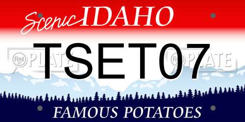 TSET07 Idaho License Plate