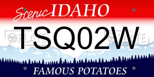 TSQ02W Idaho License Plate