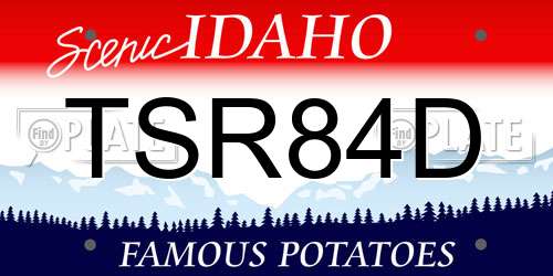 TSR84D Idaho License Plate