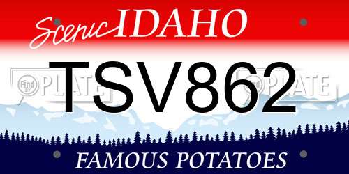 TSV862 Idaho License Plate
