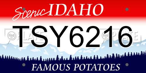 TSY6216 Idaho License Plate