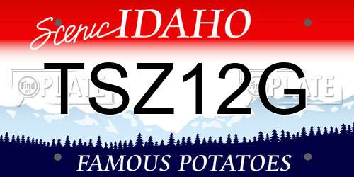 TSZ12G Idaho License Plate