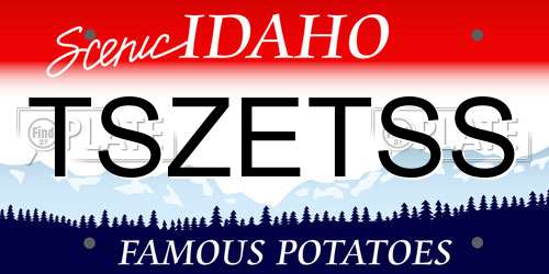 TSZETSS Idaho License Plate
