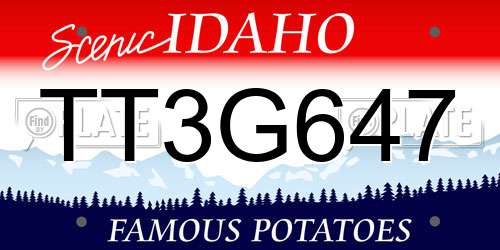 TT3G647 Idaho License Plate