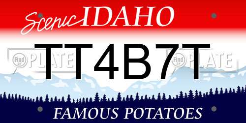 TT4B7T Idaho License Plate