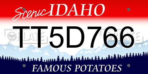 TT5D766 Idaho License Plate