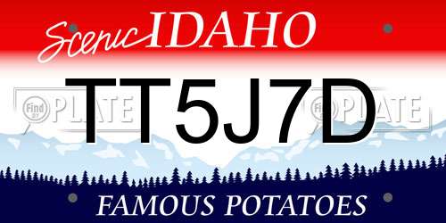 TT5J7D Idaho License Plate