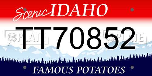 TT70852 Idaho License Plate