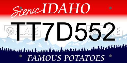 TT7D552 Idaho License Plate
