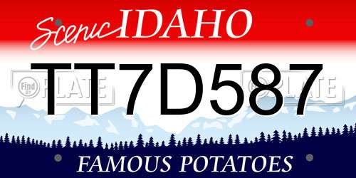 TT7D587 Idaho License Plate
