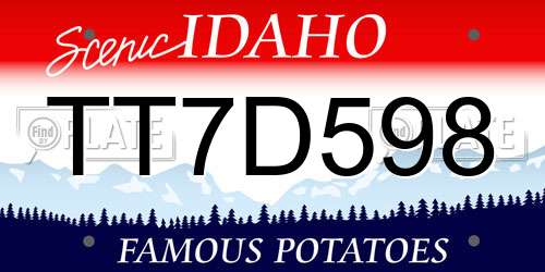 TT7D598 Idaho License Plate