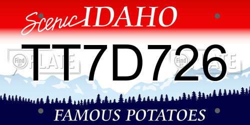 TT7D726 Idaho License Plate