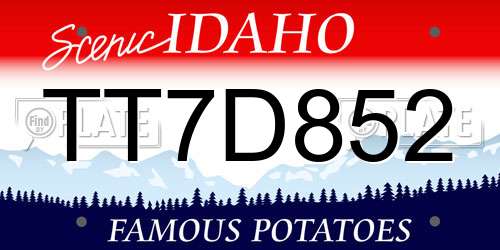 TT7D852 Idaho License Plate