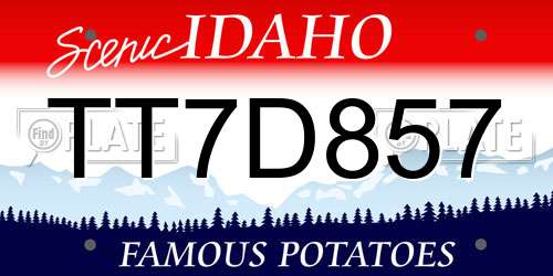 TT7D857 Idaho License Plate