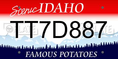 TT7D887 Idaho License Plate