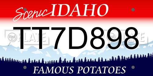 TT7D898 Idaho License Plate