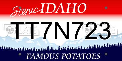 TT7N723 Idaho License Plate