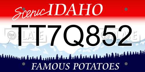TT7Q852 Idaho License Plate