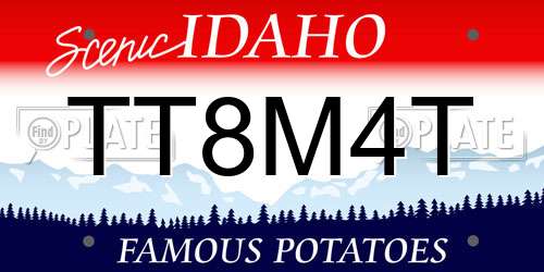 TT8M4T Idaho License Plate
